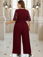 Macacão Plus Size Elegante de Renda para Festa
