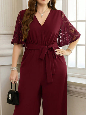 Macacão Plus Size Elegante de Renda para Festa