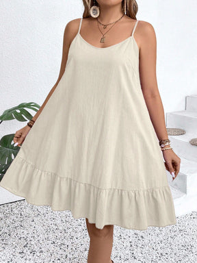 Vestido Curto Plus Size Regata Alça Fina Bainha Rodada