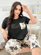 Pijama Plus Size Feminino Capri e Blusa Floral
