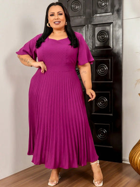 Vestido Longo Plus Size Duna Plissado