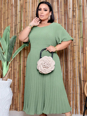 Vestido Longo Plus Size Duna Plissado