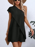 Vestido Curto Feminino Um Ombro Só Assimétrico 