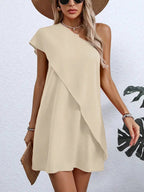 Vestido Curto Feminino Um Ombro Só Assimétrico 
