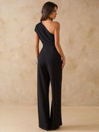 Macacão Elegante Feminino Um Ombro Só Pantalona