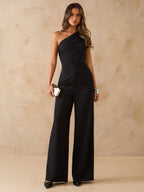 Macacão Elegante Feminino Um Ombro Só Pantalona