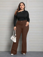 Calça Jeans Plus Size Feminina Flare Stretch 