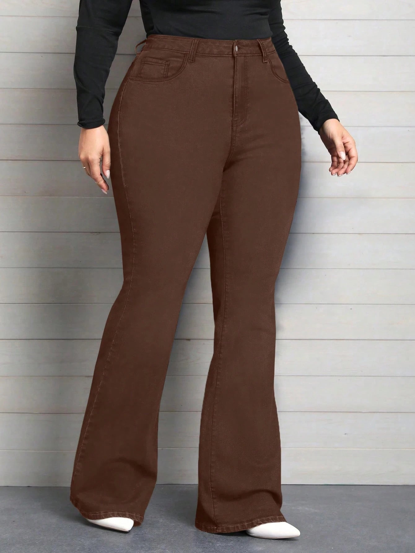 Calça Jeans Plus Size Feminina Flare Stretch 