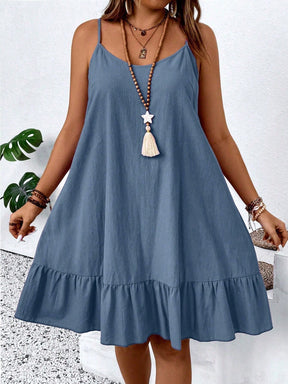 Vestido Curto Plus Size Regata Alça Fina Bainha Rodada