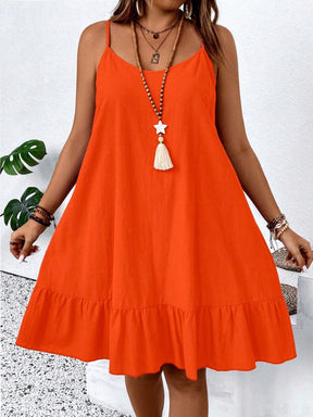 Vestido Curto Plus Size Regata Alça Fina Bainha Rodada