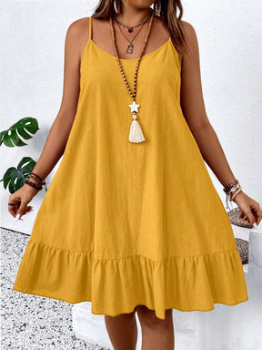 Vestido Curto Plus Size Regata Alça Fina Bainha Rodada