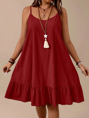 Vestido Curto Plus Size Regata Alça Fina Bainha Rodada