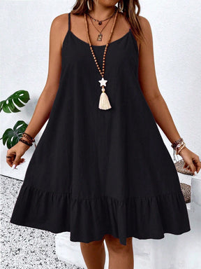Vestido Curto Plus Size Regata Alça Fina Bainha Rodada