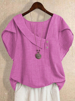 Blusa Manga Curta Plus Size Decote Assimétrico