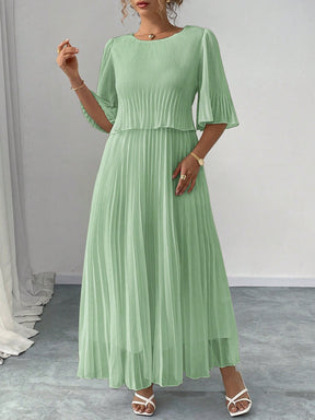 Vestido Longo Plus Size Para Casamento Chiffon Plissado