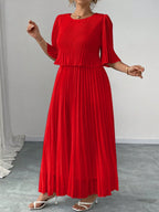 Vestido Longo Plus Size Para Casamento Chiffon Plissado