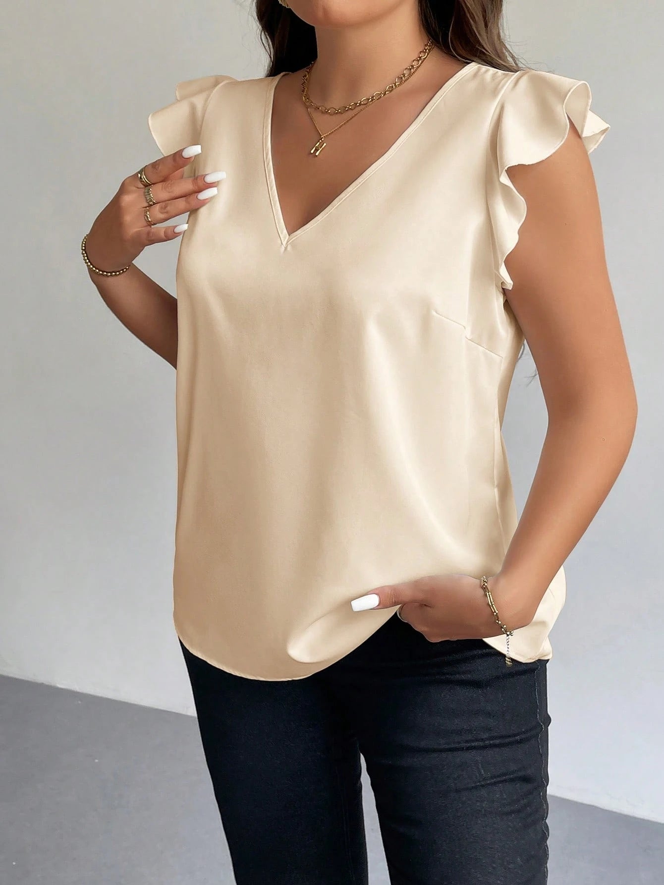Blusa Feminina Manga Curta Decote V 