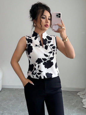 Regata Social Feminina Elegante com Flores