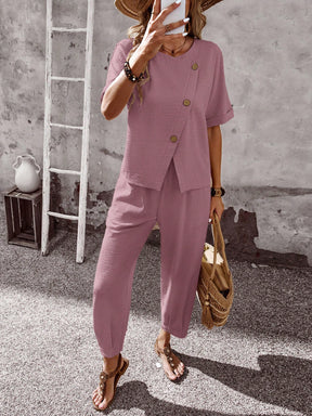 Conjuntos Feminino Blusa e Calça de Viscose