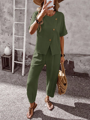 Conjuntos Feminino Blusa e Calça de Viscose