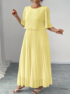 Vestido Longo Plus Size Para Casamento Chiffon Plissado