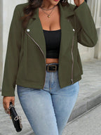 Jaqueta Feminina Suede Plus Size com Zíper