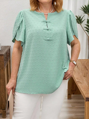 Blusa Manga Curta Plus Size de Linho