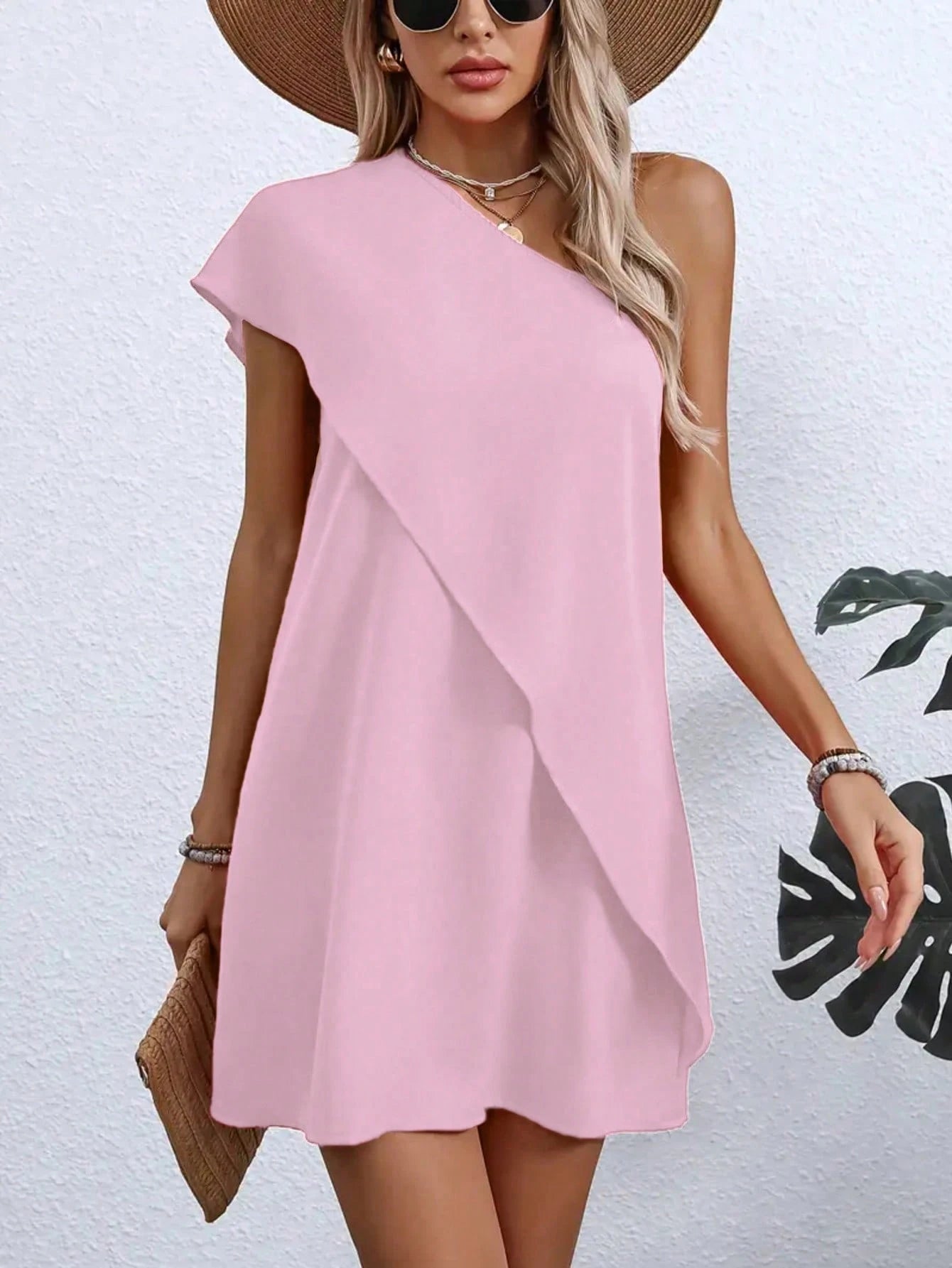 Vestido Curto Feminino Um Ombro Só Assimétrico 