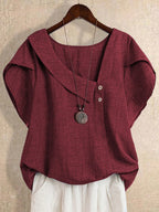 Blusa Manga Curta Plus Size Decote Assimétrico