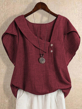 Blusa Manga Curta Plus Size Decote Assimétrico