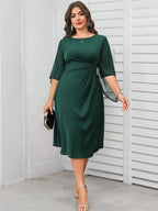 Vestido Midi Plus Size Para Festa Meia Manga
