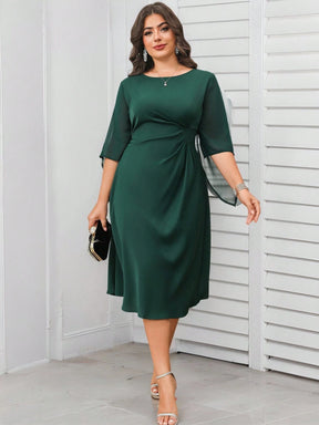 Vestido Midi Plus Size Para Festa Meia Manga