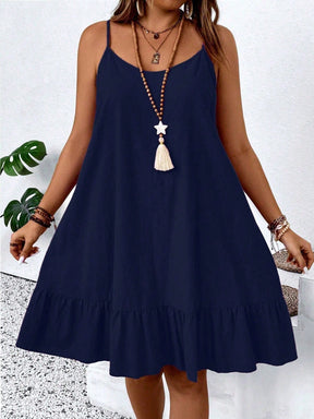 Vestido Curto Plus Size Regata Alça Fina Bainha Rodada