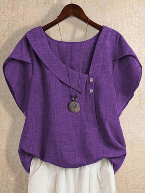 Blusa Manga Curta Plus Size Decote Assimétrico