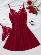 Camisola Feminina Sensual com Renda e Calcinha Combinando