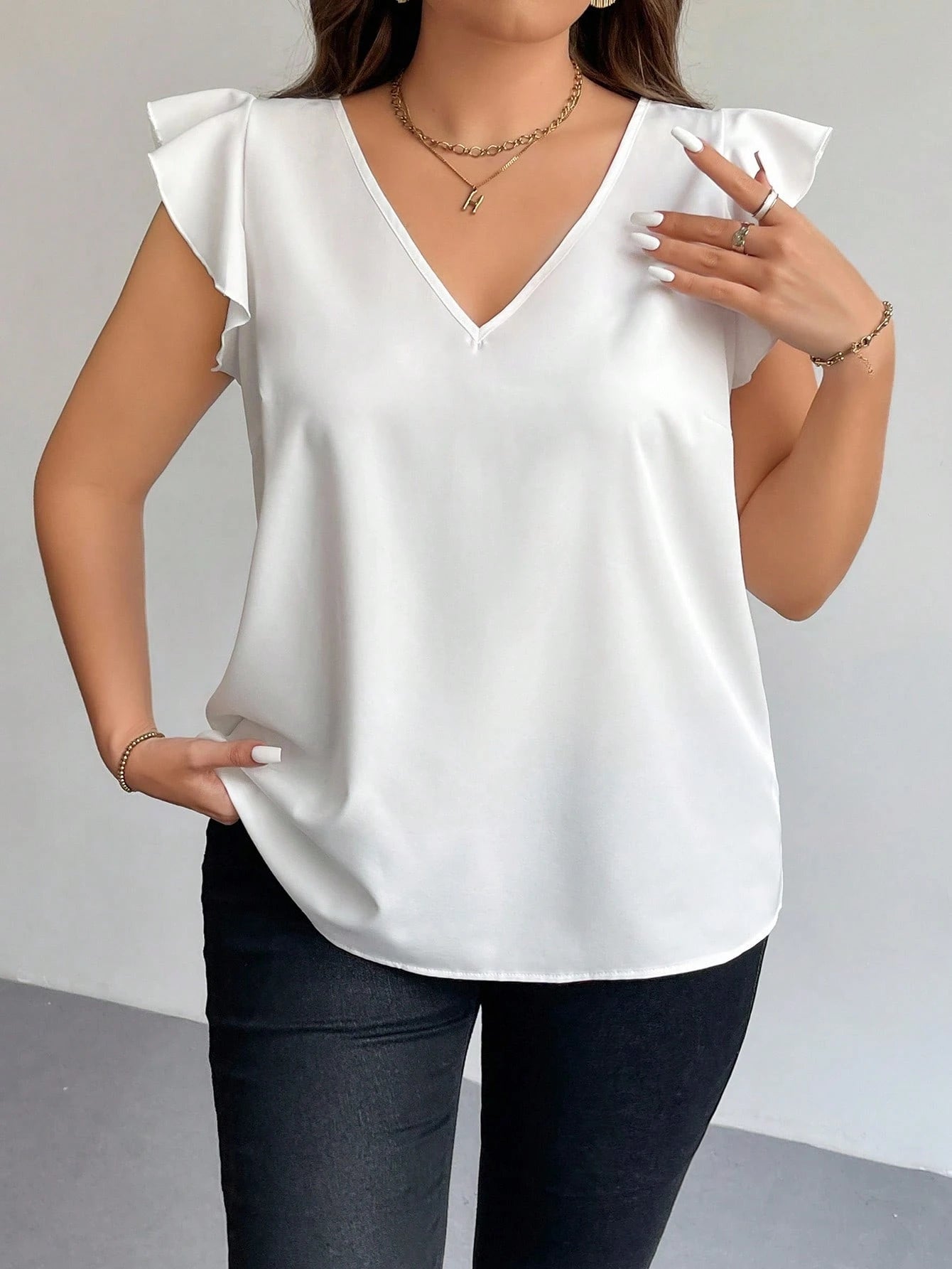 Blusa Feminina Manga Curta Decote V 