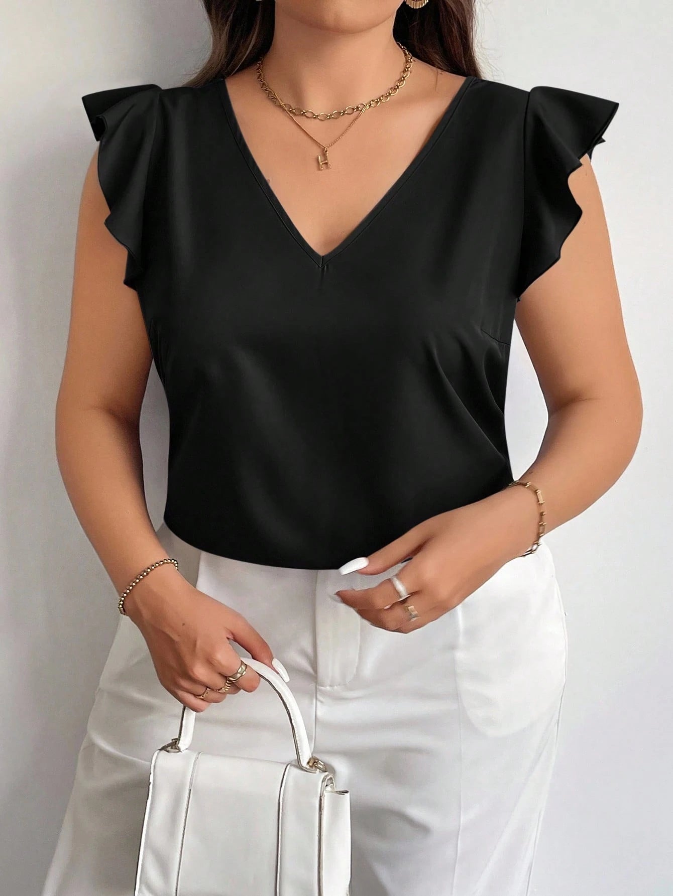 Blusa Feminina Manga Curta Decote V 