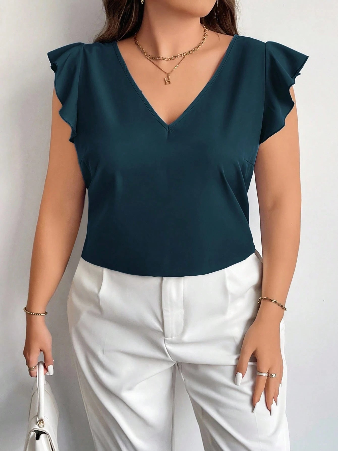 Blusa Feminina Manga Curta Decote V 