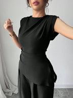 Conjunto Feminino Blusa Sem Decote e Calça Pantalona 