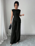 Conjunto Feminino Blusa Sem Decote e Calça Pantalona 