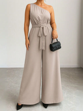 Macacão Um Ombro Só Pantalona Plus Size Feminino