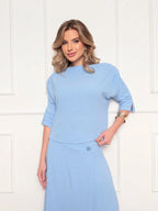 Conjunto Feminino Blusa e Saia Duna Meia Manga