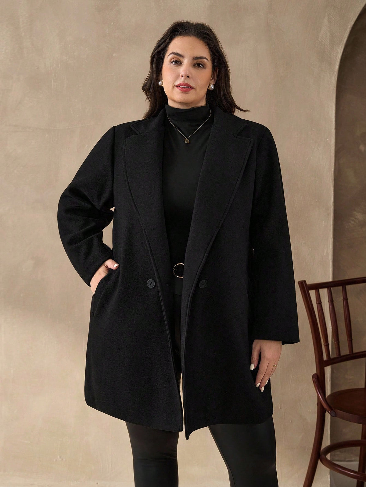 Casaco Sobretudo Forrado Lã Batida Plus Size Feminino
