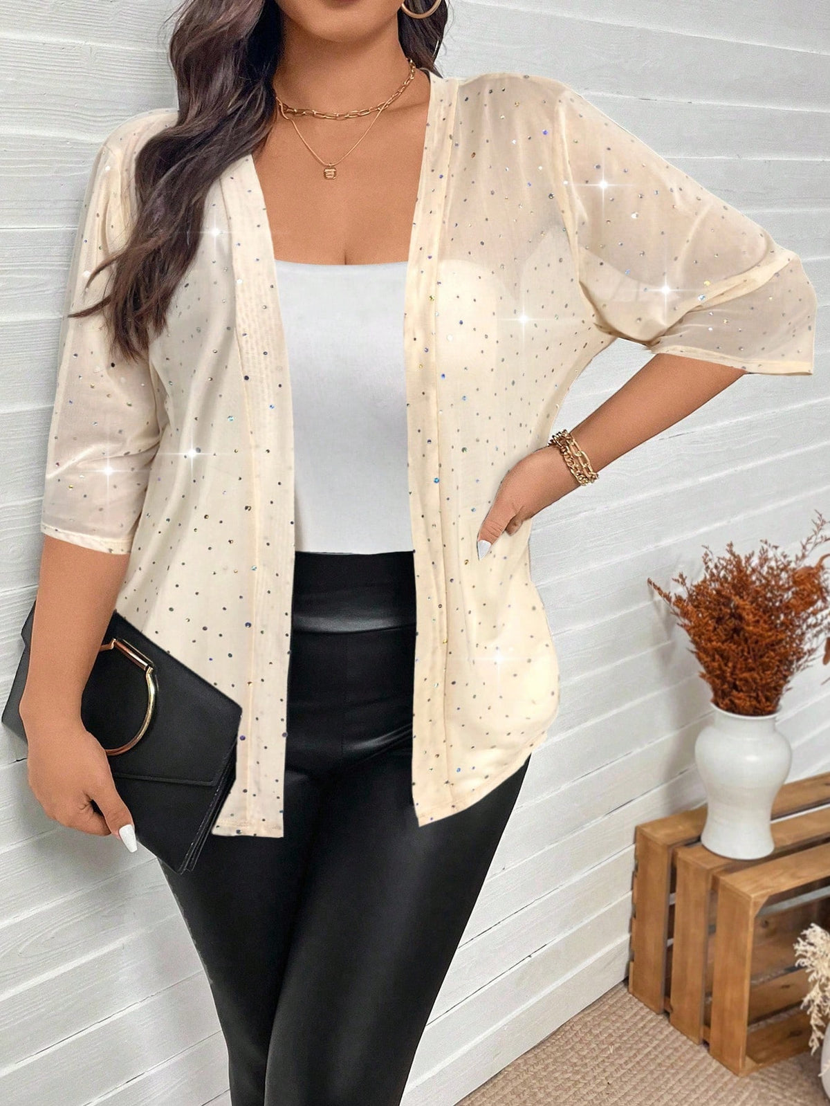 Casaco de Tule Feminino Meia Manga Plus Size