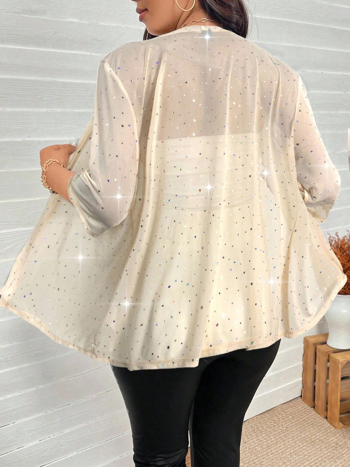 Casaco de Tule Feminino Meia Manga Plus Size