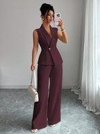 Conjunto Feminino de Alfaiataria Colete e Calça 
