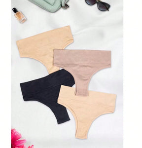 Kit 4 Calcinha Cintura Alta Tanga Confortável