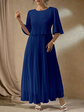 Vestido Longo Plus Size Para Casamento Chiffon Plissado