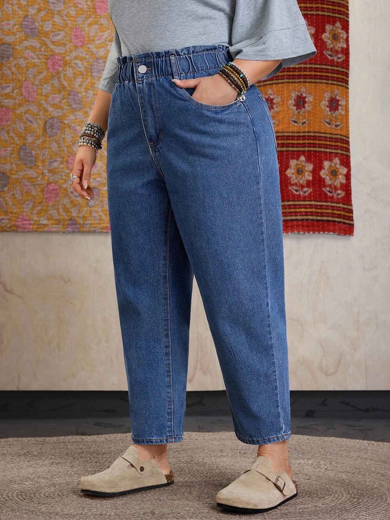 Calça Jeans Feminina Plus Size Mom
