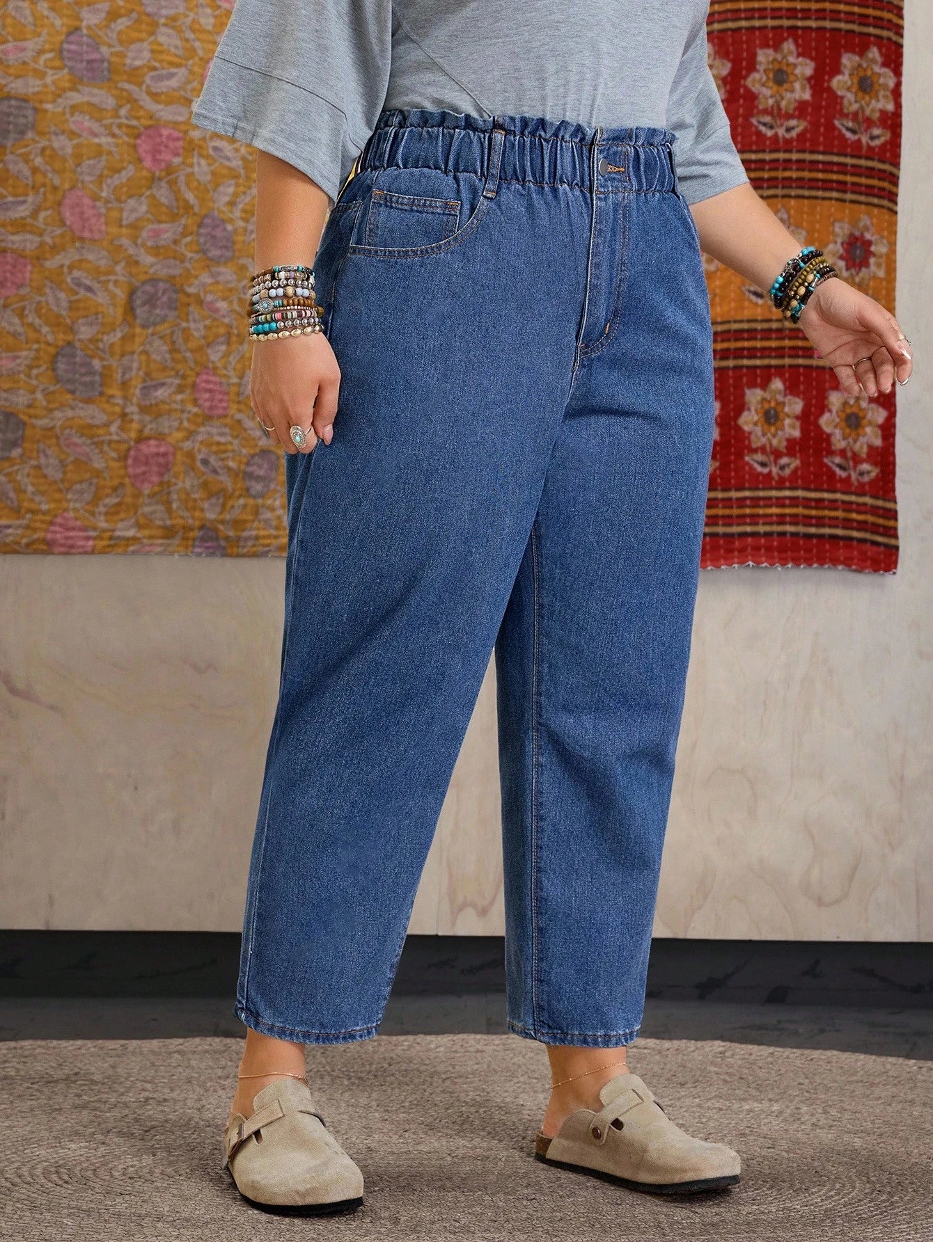 Calça Jeans Feminina Plus Size Mom
